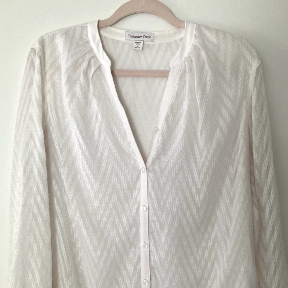 Coldwater Creek white button down blouse